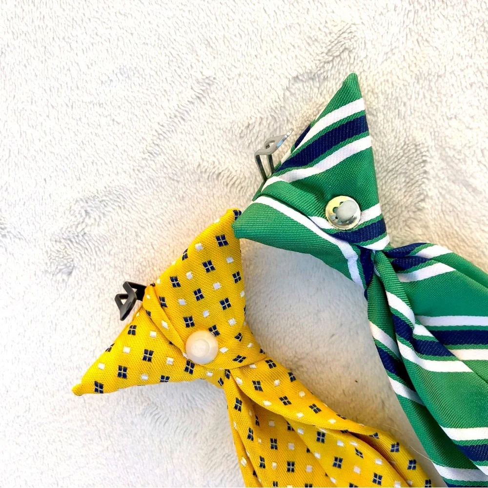Boys Clip On Ties Green and Yellow Easter